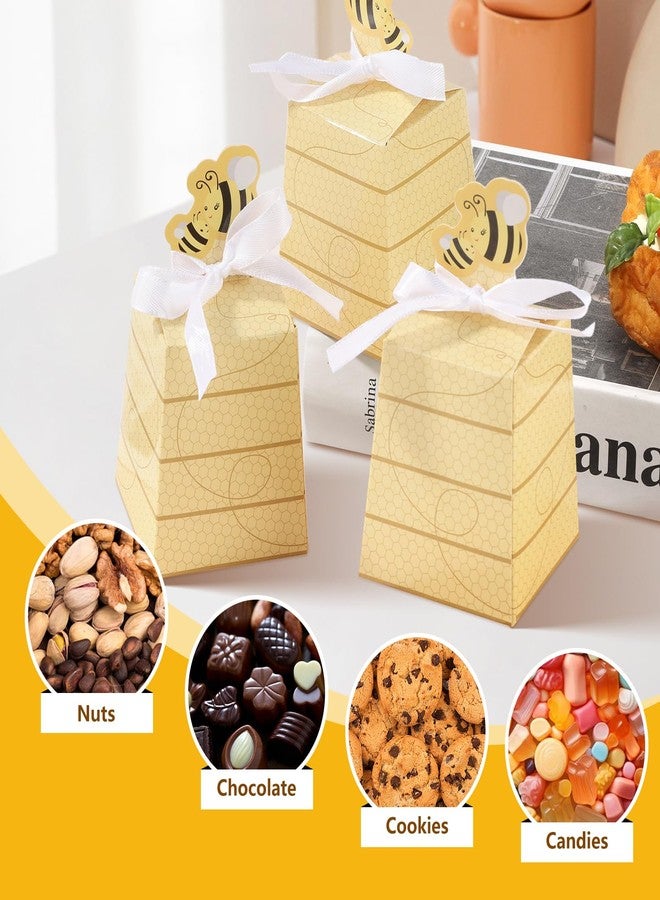 Cyblinia 30 Pack Paper Beehive Gift Boxes Bee Candy Boxes Party Favor Boxes Wedding Favor Candy Boxes with Ribbons for Party Decorations - Image 4